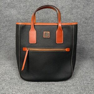 Dooney & Bourke Pebble Grain Top Handle Tote Bag Black Leather Zipped Lexington